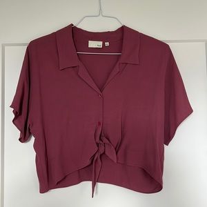 Wilfred Free Aritzia Tie-Front Relaxed Fit Button Up Blouse